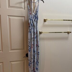 Lush Floral Print Dress with Blue and Red Accents